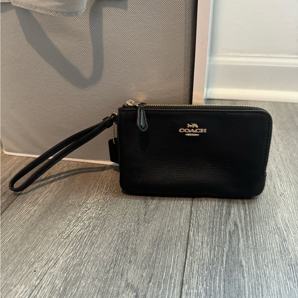 Coach black pebbled leather wallet